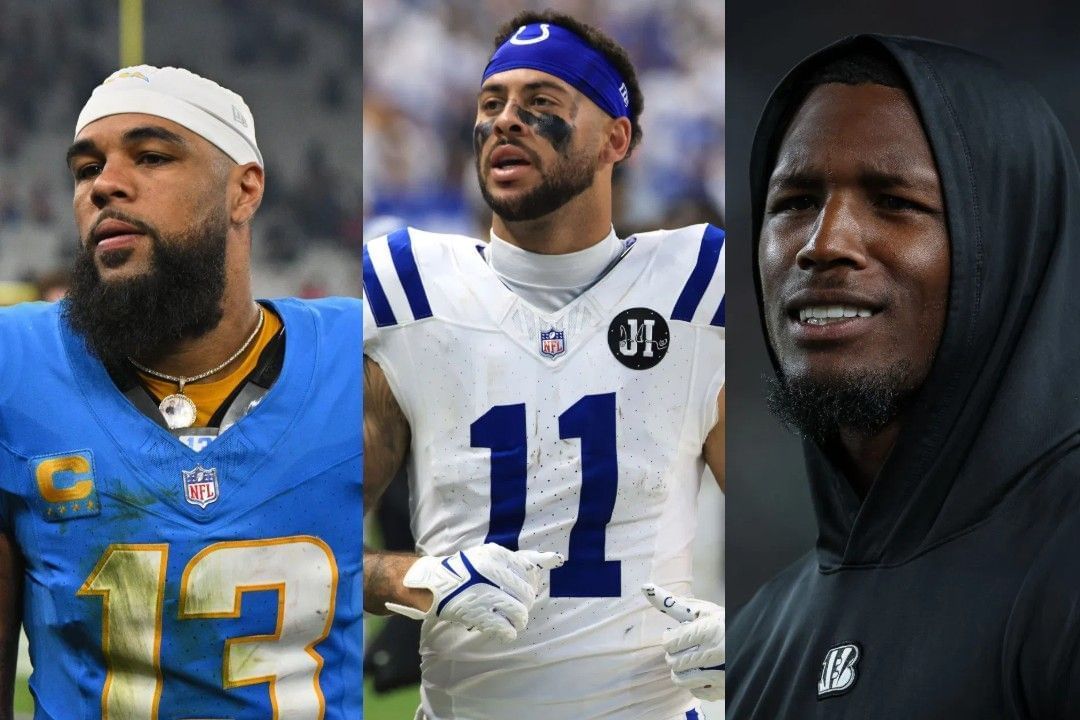 Keenan Allen, left, Michael Pittman Jr., center, Tee Higgins, right 