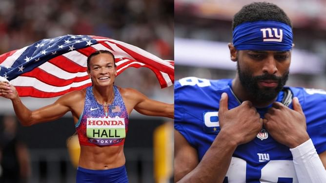 Anna Hall’s boyfriend & NFL player Darius Slayton reacts as American wins her 1st international heptathlon title at World Athletics Championships 2025