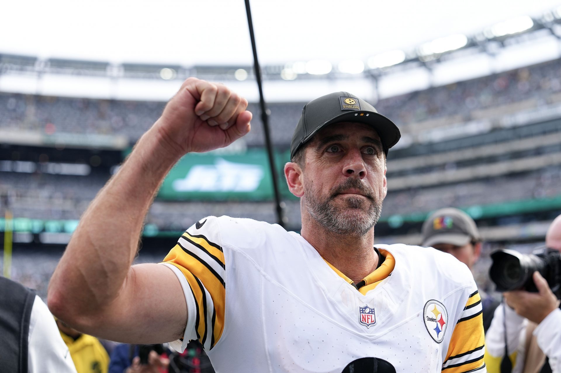 Aaron Rodgers after Pittsburgh Steelers v New York Jets - Source: Getty