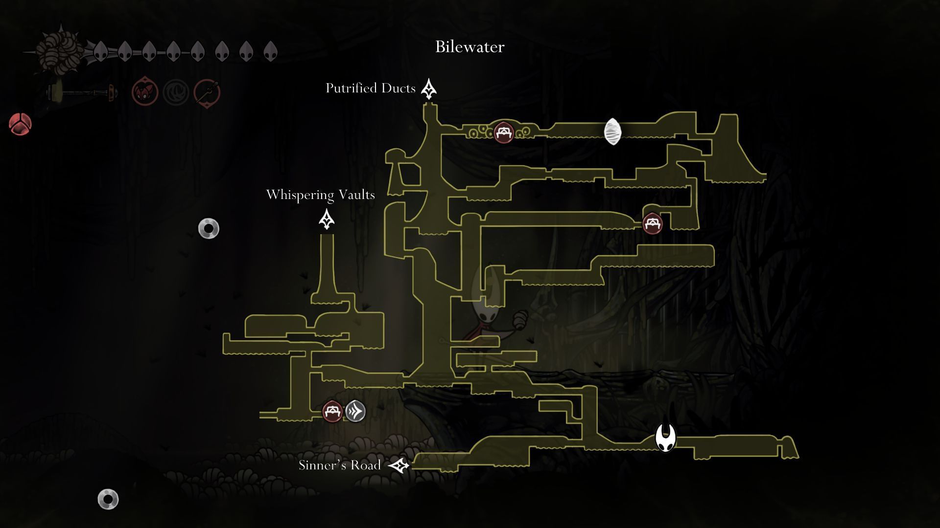 Hornet&#039;s position marks Weavenest Murglin (Image via SK Gaming || Team Cherry)