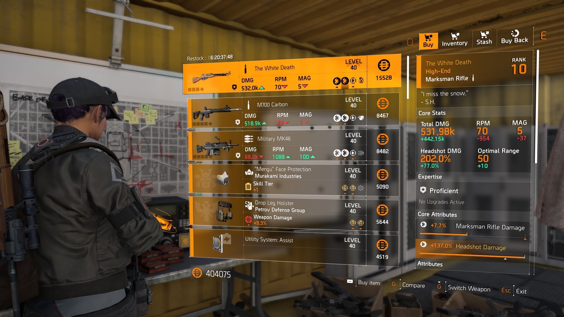 The Division 2 vendor found at the Castle Settlement (Image via SK Gaming || Ubisoft)