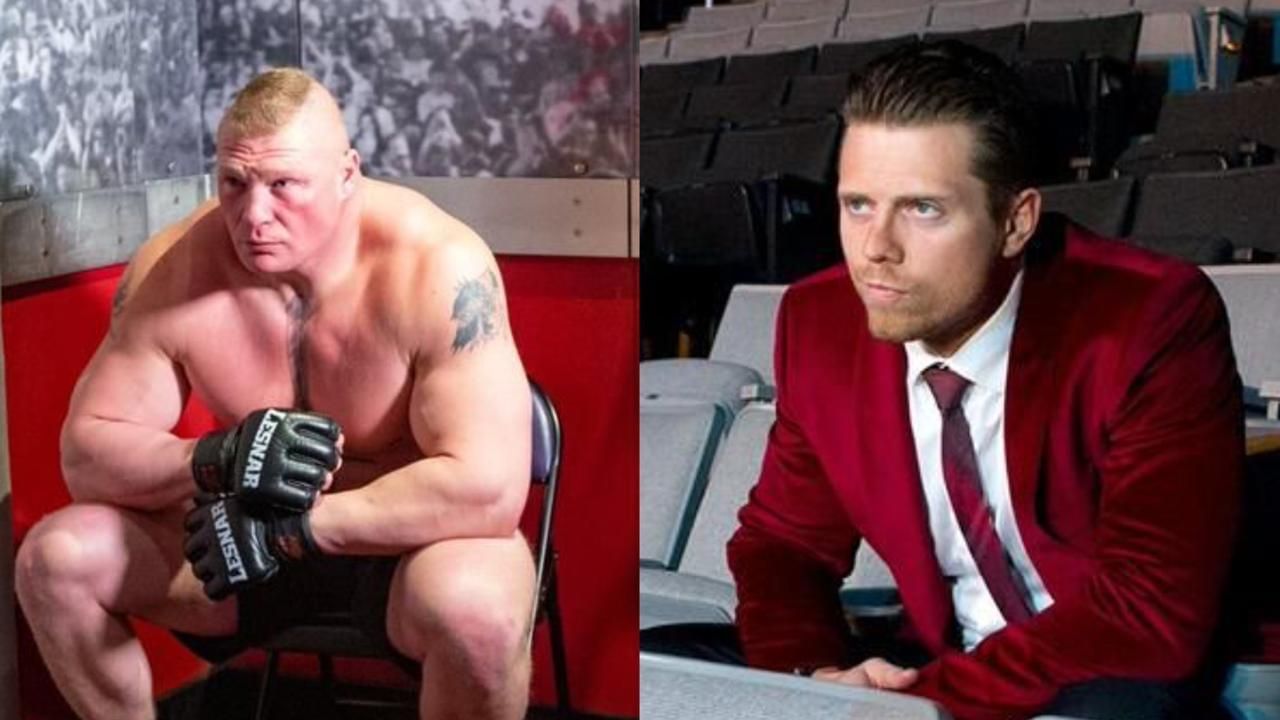 Brock Lesnar (left); The Miz (right)