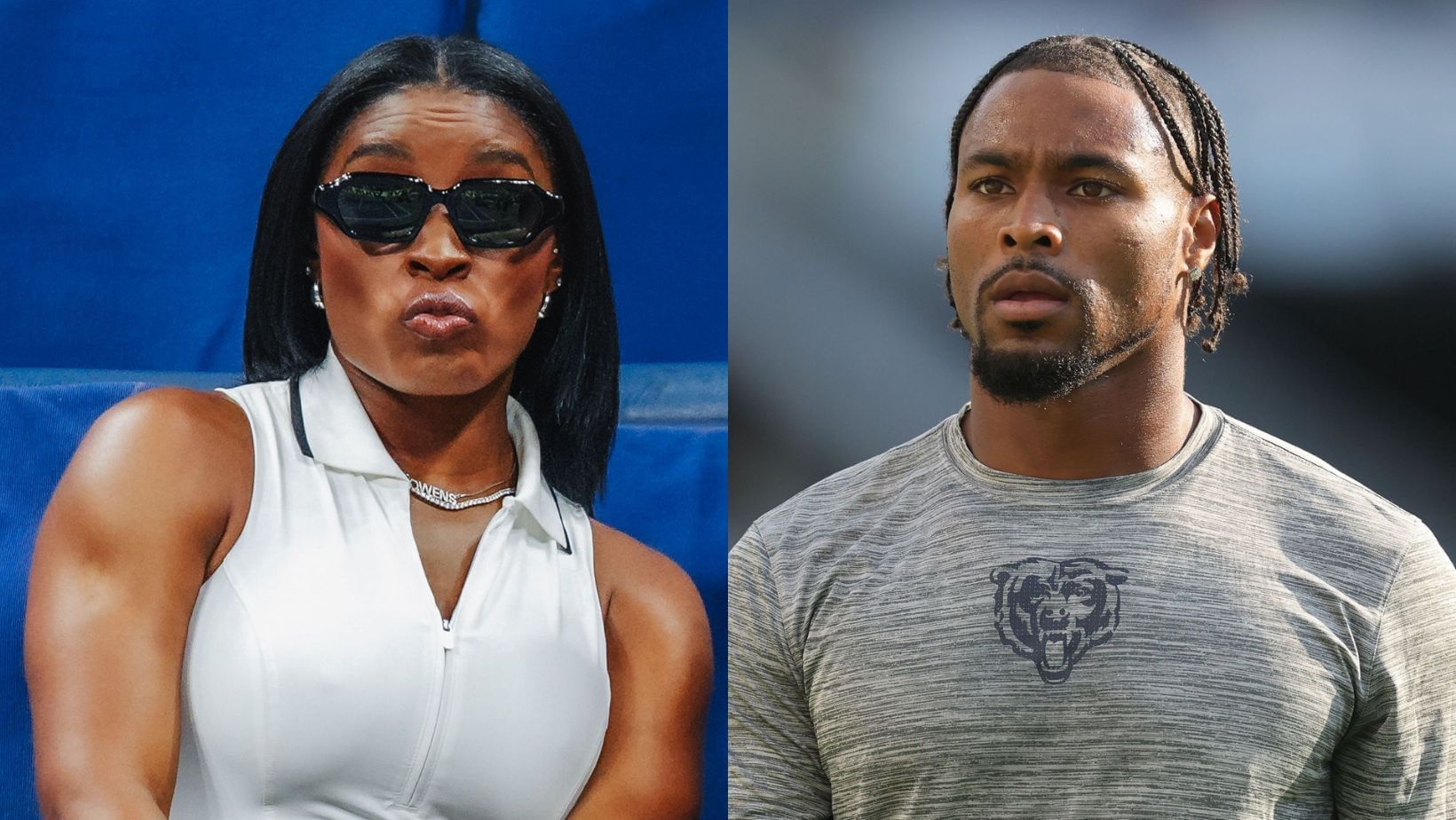 Jonathan Owens enjoys romantic pre-game PDA moment with wife Simone Biles at sidelines during Browns vs Lions (Image Credit: GETTY)