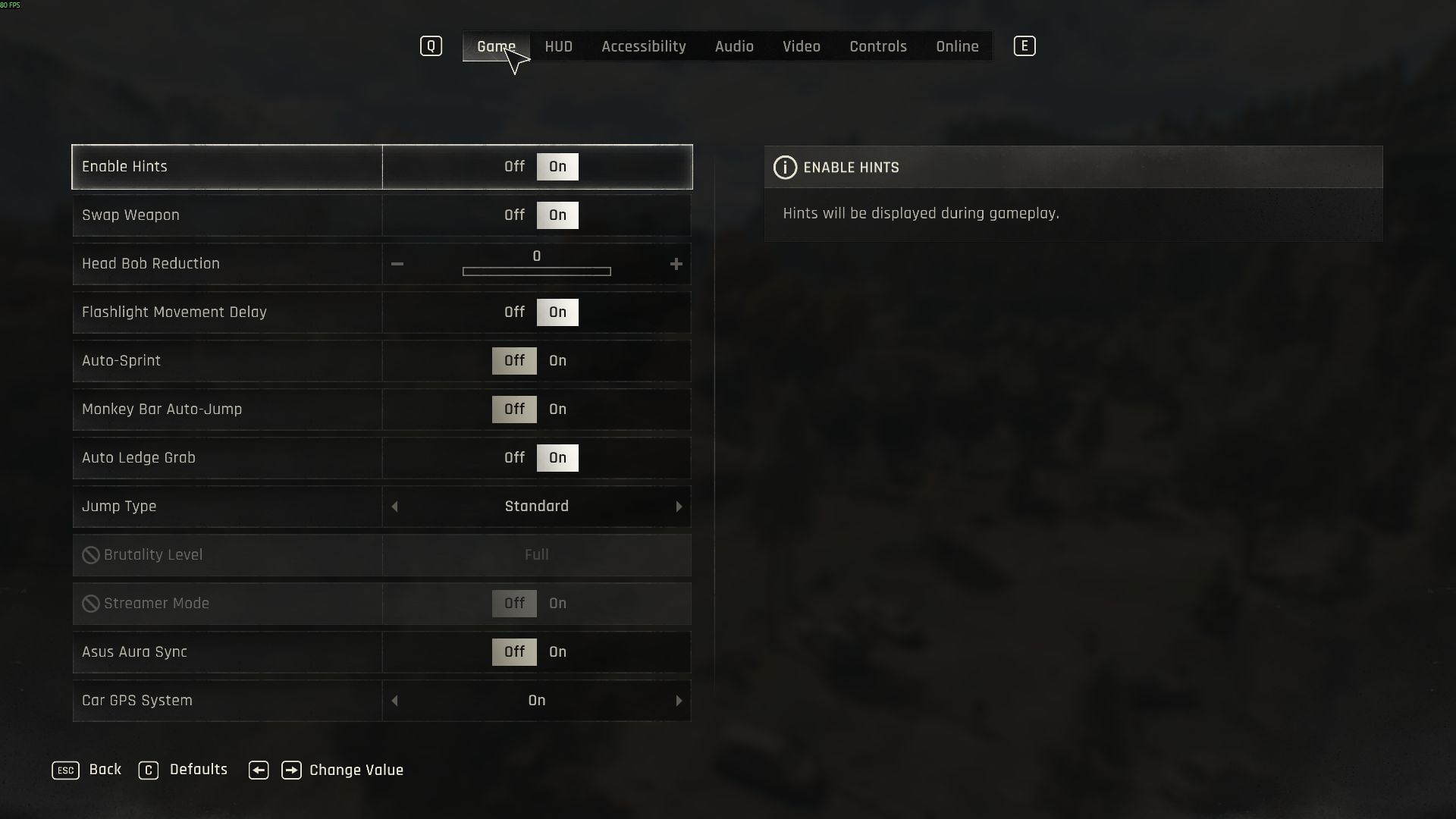 General game settings feature ways to tweak parkour skills (Image via SK Gaming || Techland)
