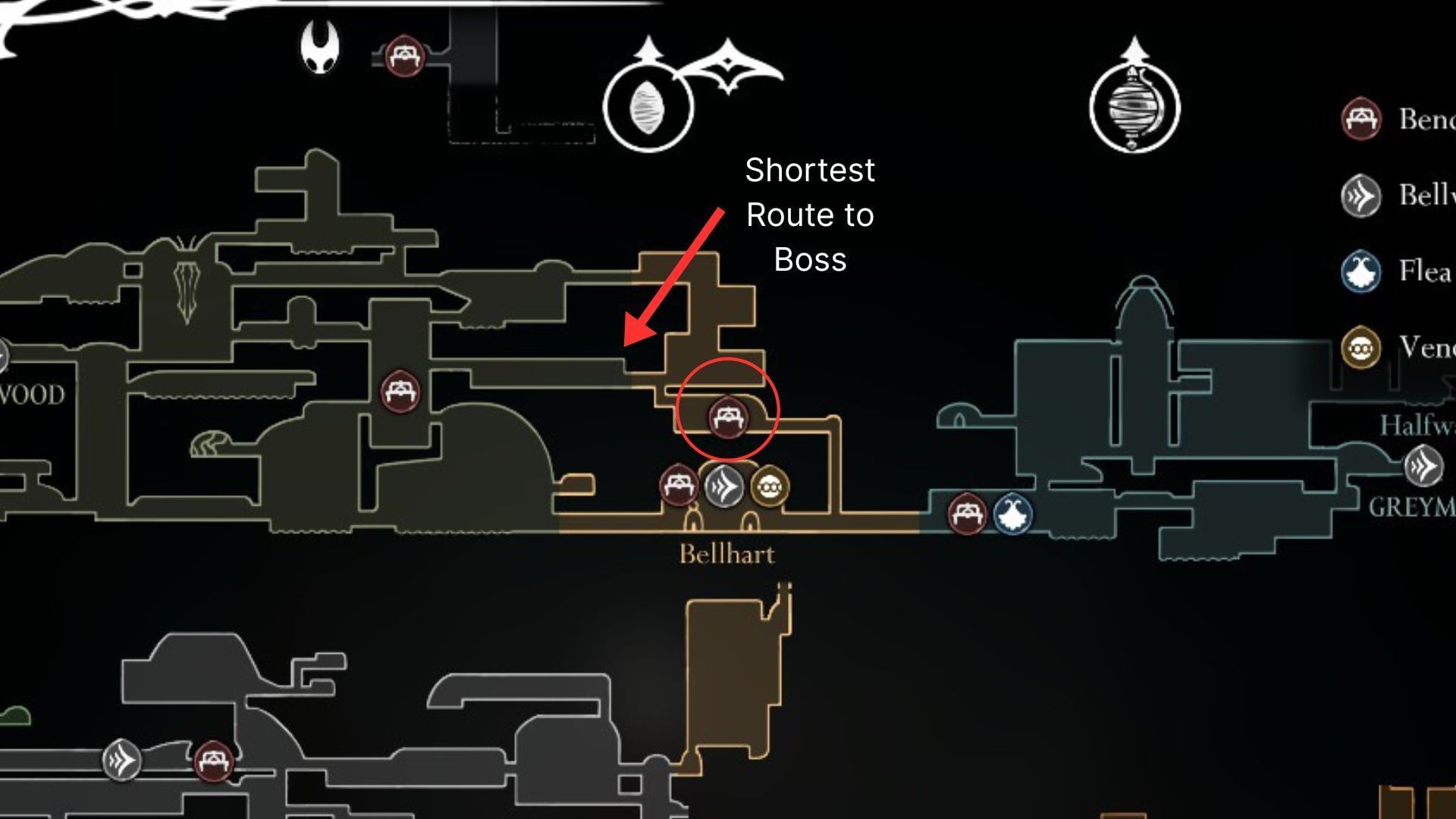 Widow&#039;s location in Hollow Knight Silksong (Image via Team Cherry)