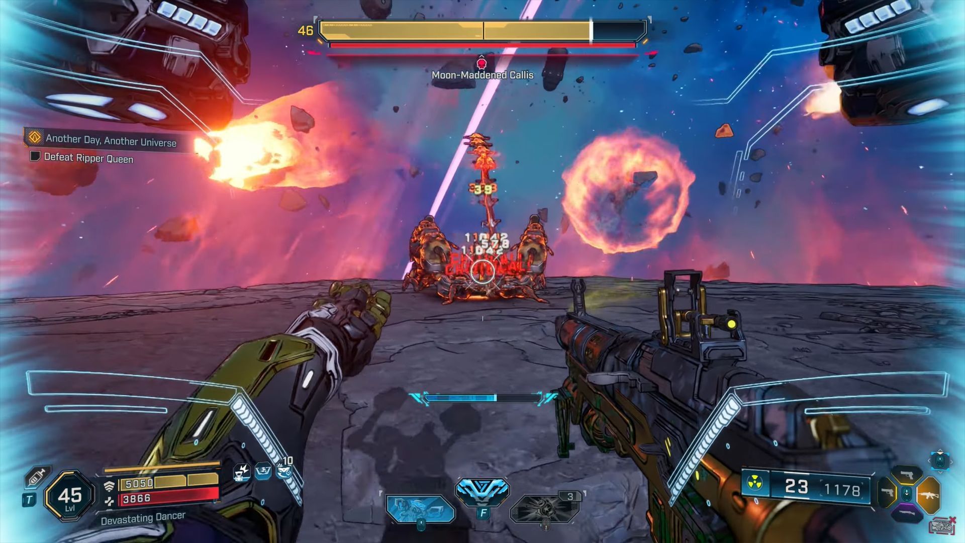 Defeat Moon-Maddened Callis during the main story quest Another Day, Another Universe to farm him (Image via Gearbox Software)