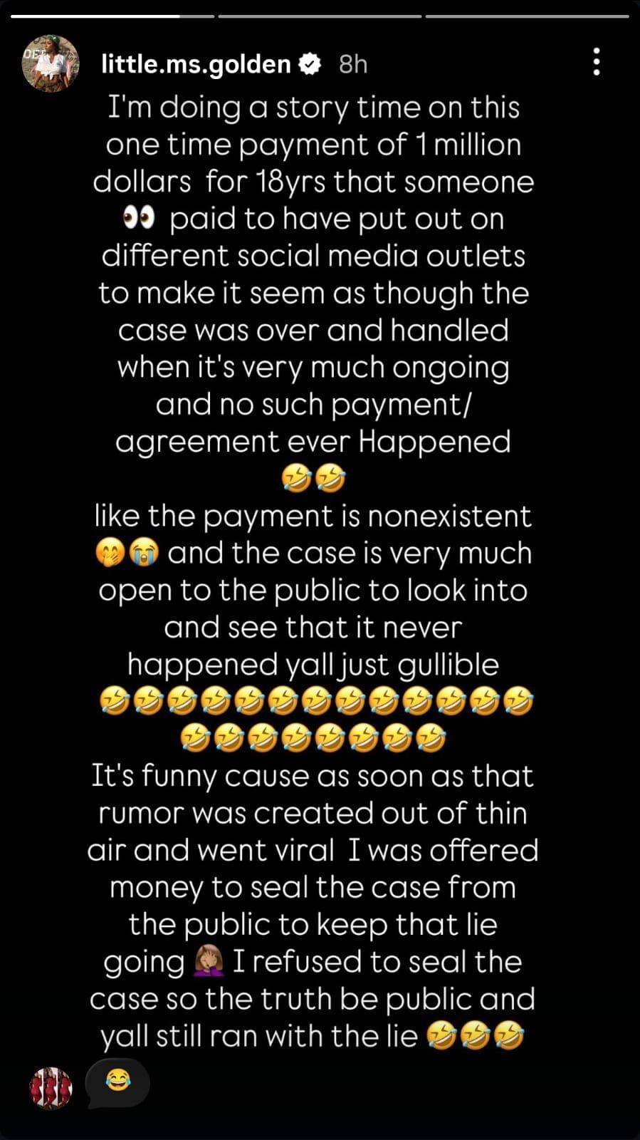 Ayesha Howard&rsquo;s story on Instagram.