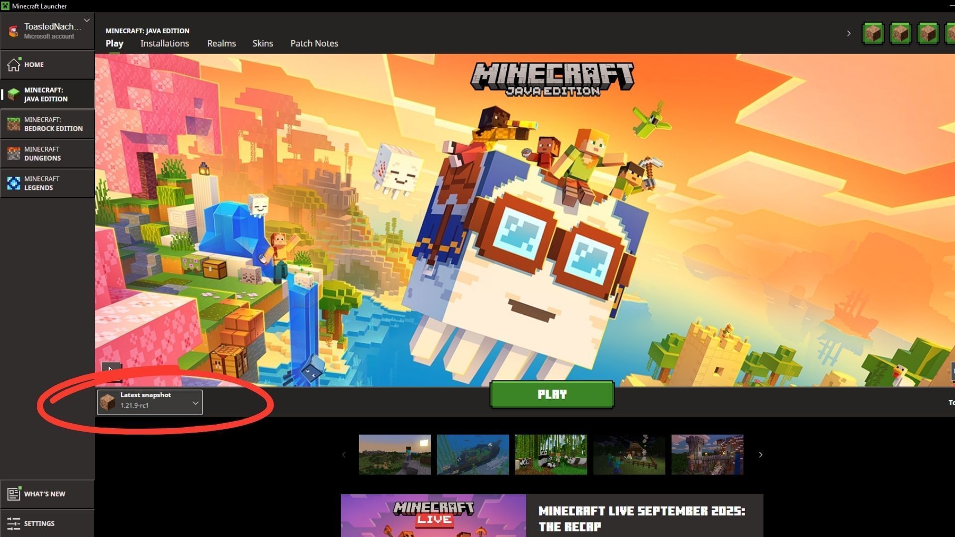 Make your way to the official launcher and download the Minecraft 1.21.9 update and experience the new features of the Copper Age game drop (Image via Sportskeeda Gaming || Mojang Studios)