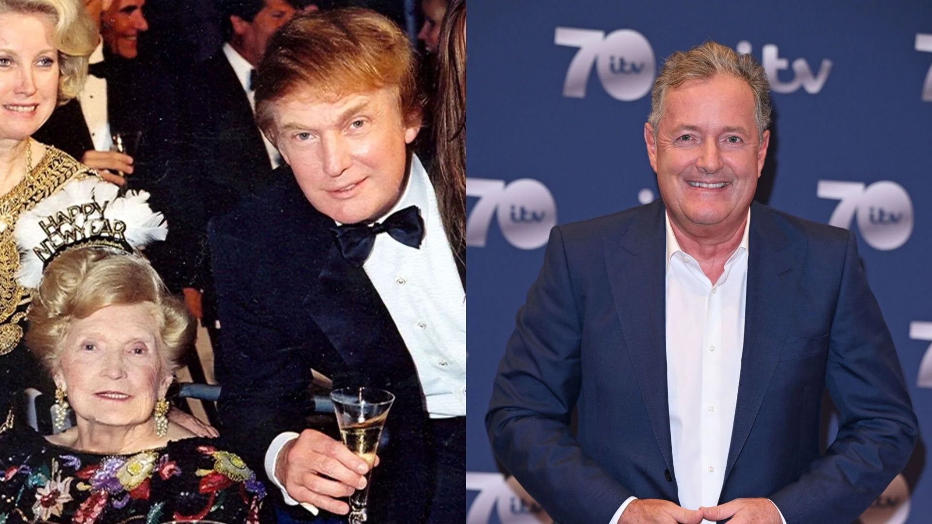 Donald Trump with his mother and Piers Morgan (Image via Getty)