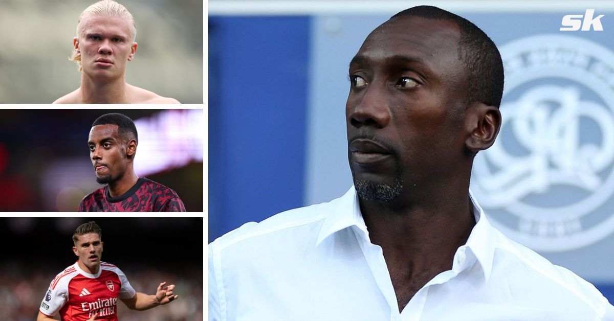 Erling Haaland, Alexander Isak, Viktor Gyokeres and Jimmy Floyd Hasselbaink (from top-left, anti-clockwise, all pics GETTY)