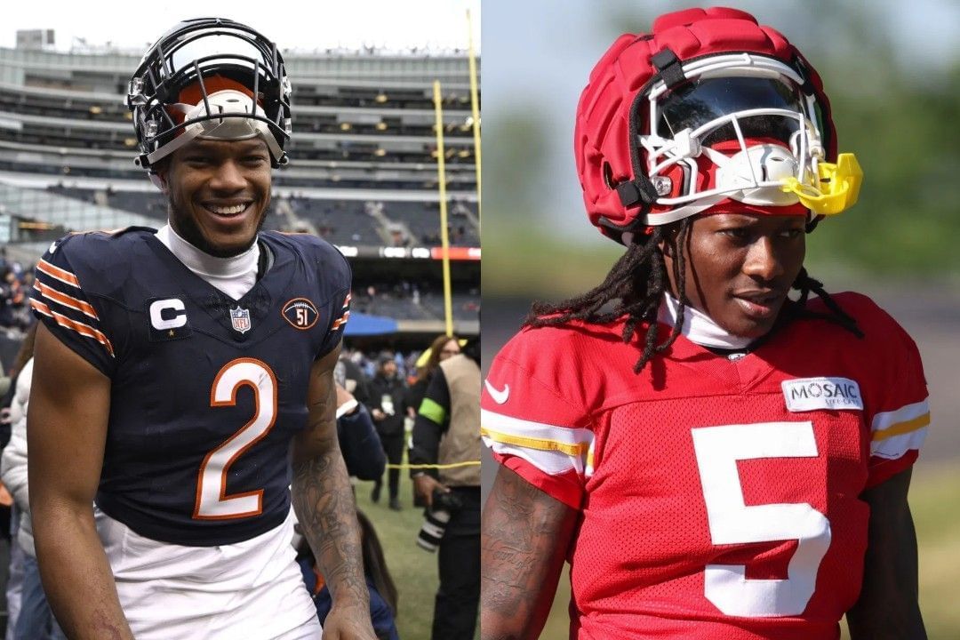 DJ Moore, left, Hollywood Brown, right
