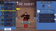 Perks of the Fire Bandit (Image via Roblox)
