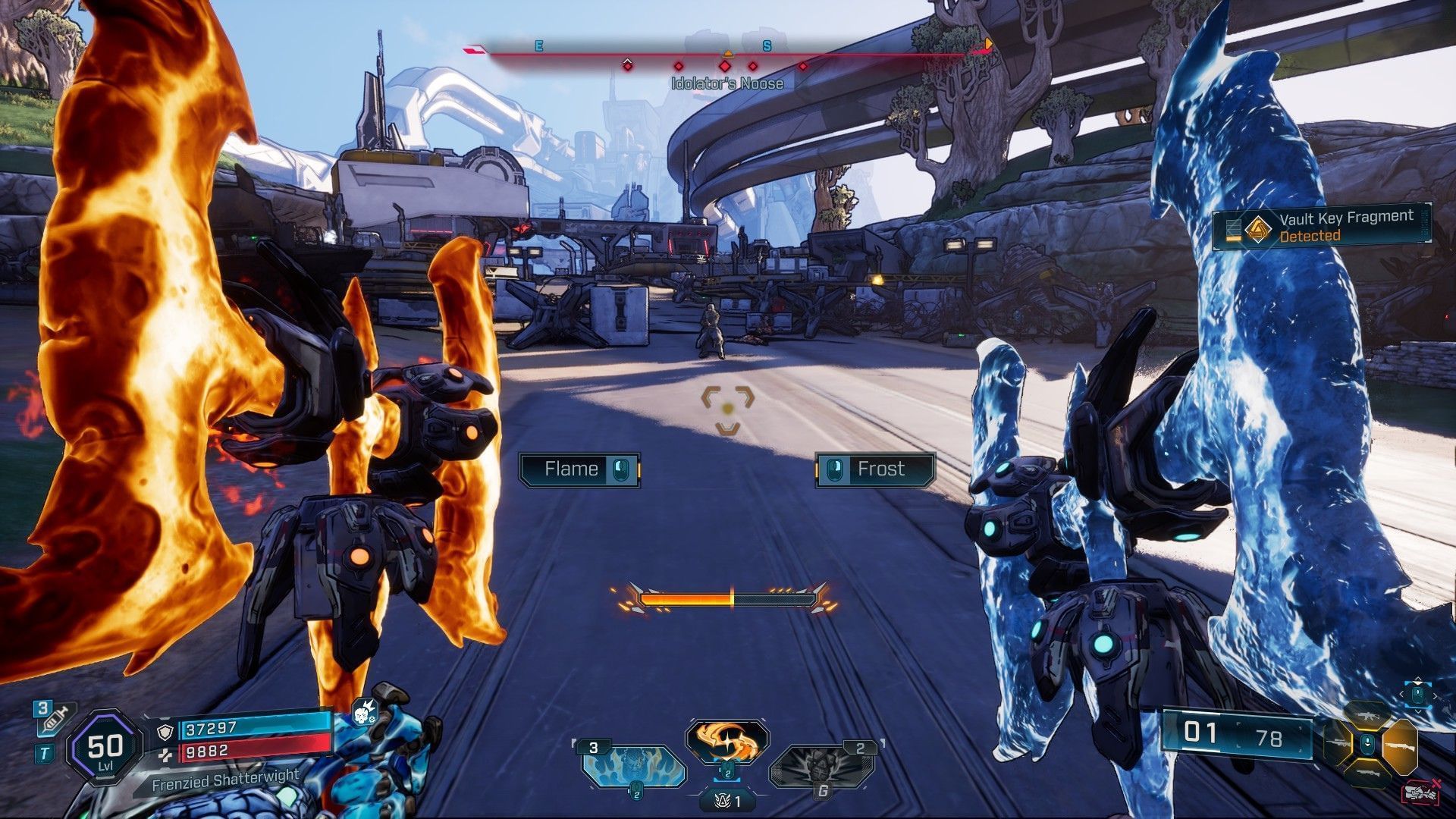 Instead of throwing the Forgeaxe, you&#039;ll need to get close to enemies and swing them like regular melee (Image via 2K)