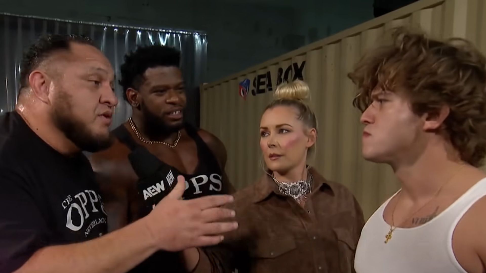 Samoa Joe, Powerhouse, and Hooks [Image Credits: AEW&#039;s YouTube channel]