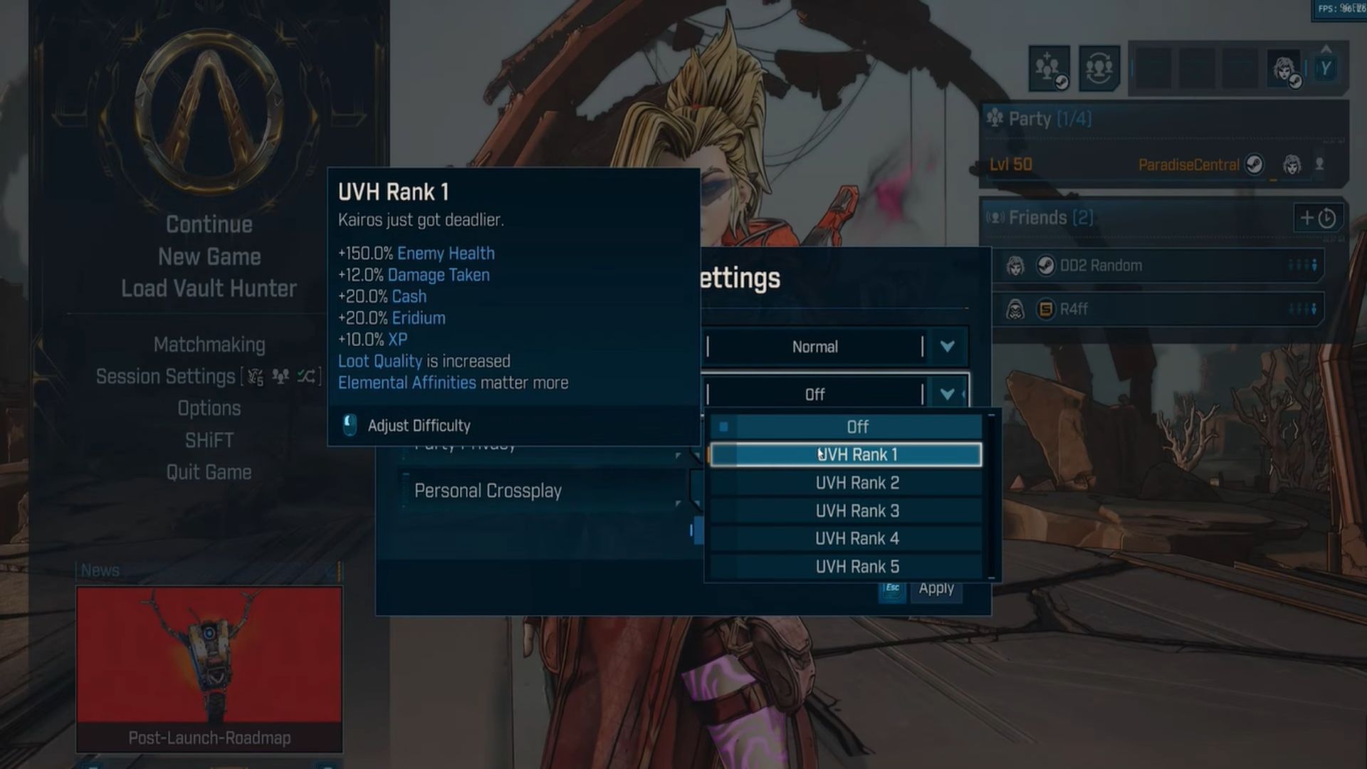 All Ultimate Vault Hunter levels in-game (Image via 2K Games | YouTube/@ArekkzGaming)