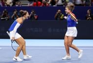 Errani and Paolini at the Italy v Ukraine - Billie Jean King Cup By Gainbridge Finals 2025 - Source: Getty