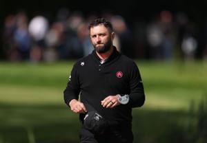 WATCH: Jon Rahm displeased with shot despite making near hole-in-one