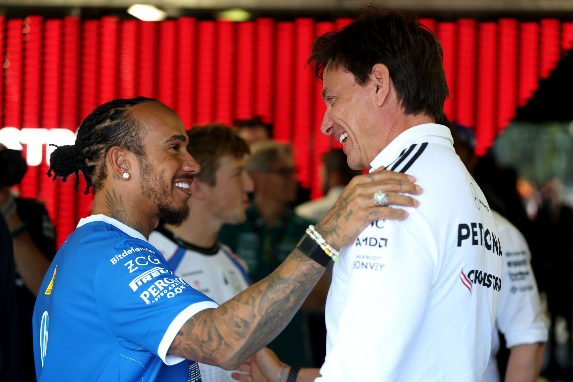 Lewis Hamilton with Toto Wolff at the F1 Italian Grand Prix - Source: Getty