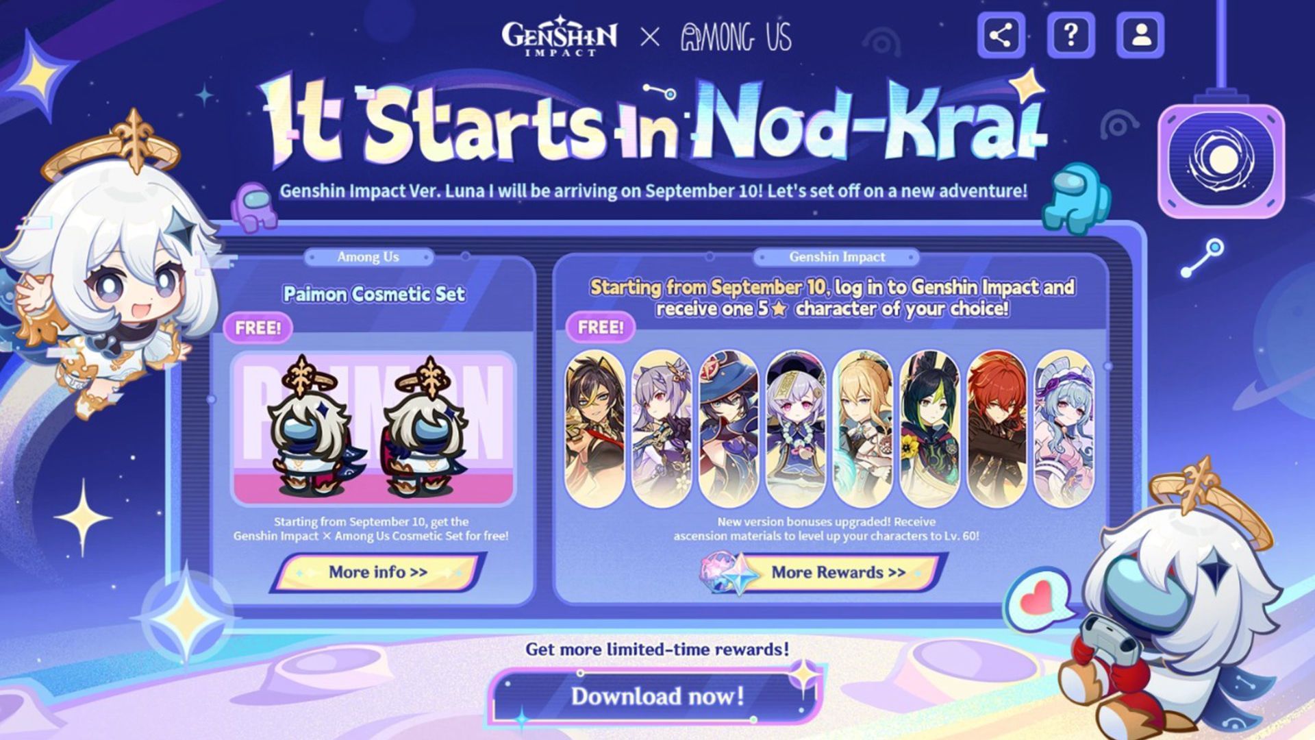Genshin Impact x Among Us collab &quot;It starts in Nod-Krai&quot; (Image via HoYoverse)