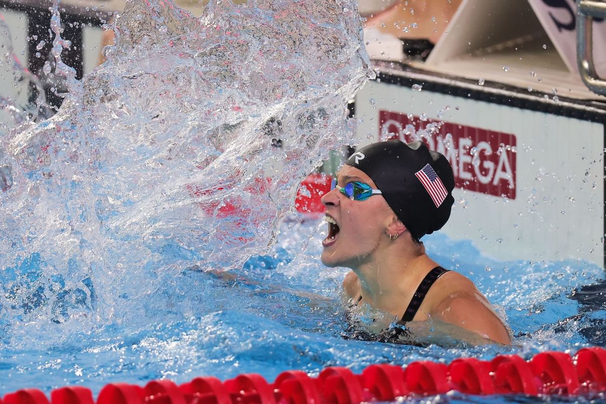 Lilly King reacts as she joins Katie Ledecky, Alex Walsh and other swimmers in Team USA's roster for 2026