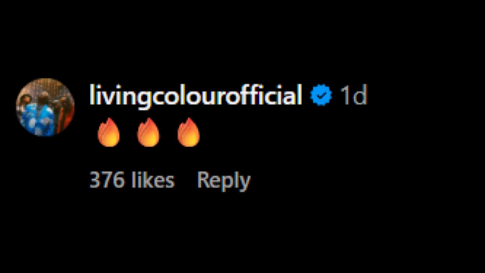 Screenshot of Living Colour&#039;s comment. [Image credit: WWE&#039;s Instagram]