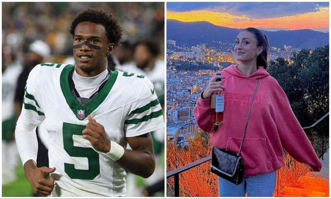 Garrett Wilson's GF Shay Holle recaps Jets game while attending in black tank top and custom hat for Bills clash