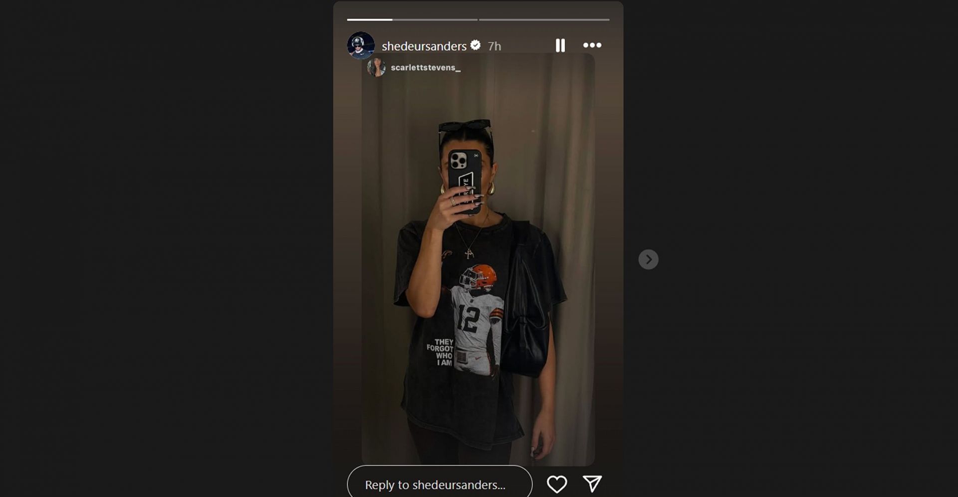 Shedeur Sander hypes female fan donning Brown QB&rsquo;s merchandise in latest IG post/@shedeursanders