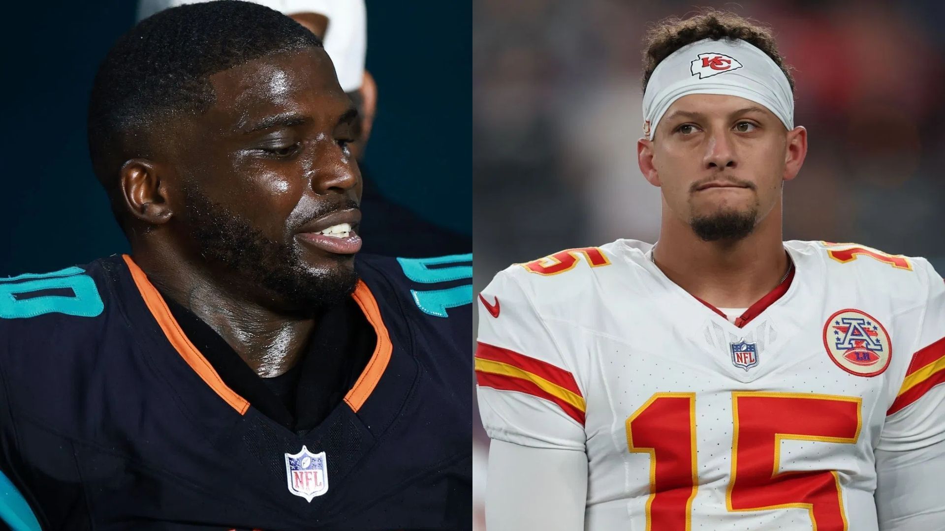 Patrick Mahomes reacts to Tyreek Hill