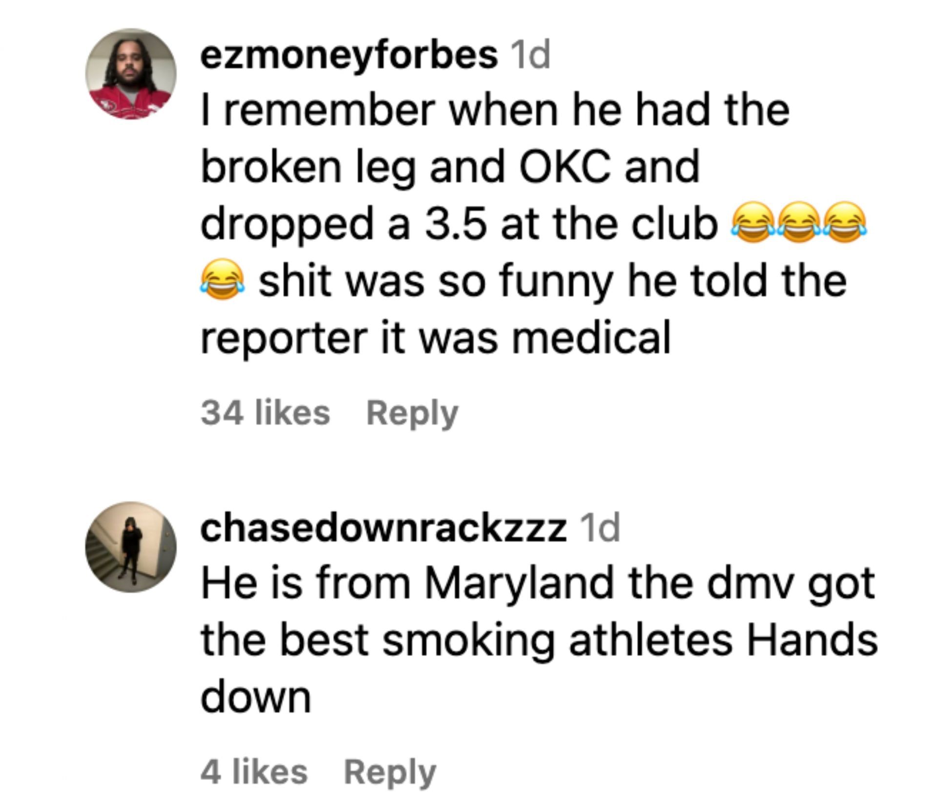 Fans react to Durant smoking a joint at a concert. (Credits: IG/ Durant Highlights)