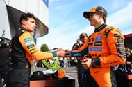 McLaren's Lando Norris and Oscar Piastri after the F1 Grand Prix of Italy. Source: Getty