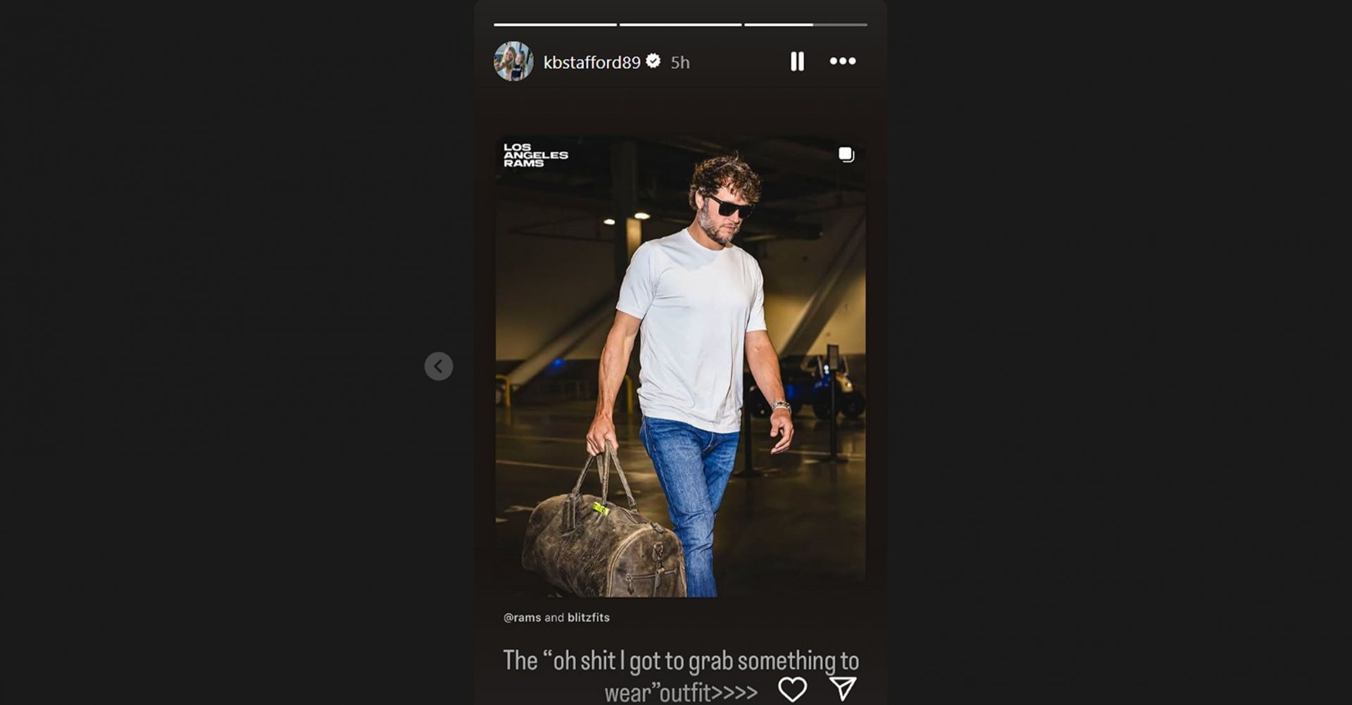 Matthew Stafford&#039;s wife, Kelly&#039;s IG story//@kbstafford89