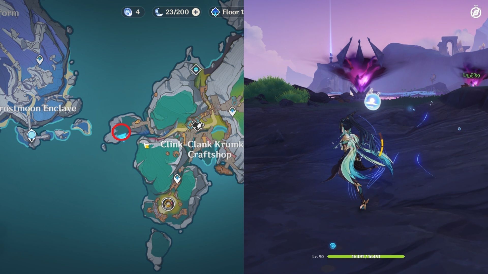 Undying One&rsquo;s Mourning Bell location (Image via HoYoverse)