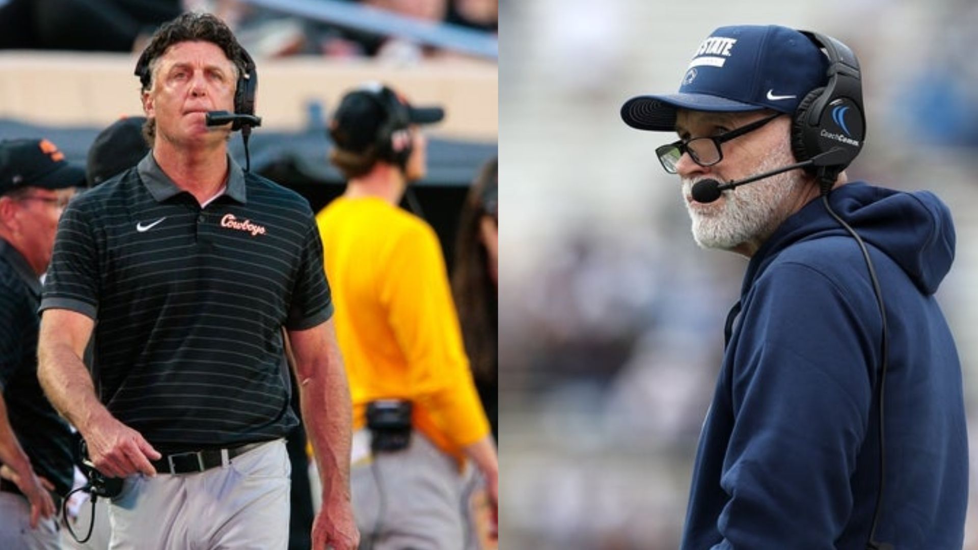 Coach Mike Gundy and Penn State DC Jim Knowles