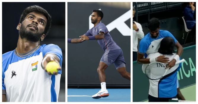 Suresh Dhakshineswar stuns Jerome Kym while Sumit Nagal beats Marc-Andrea Huesler to give India a 2-0 lead against Switzerland in Davis Cup