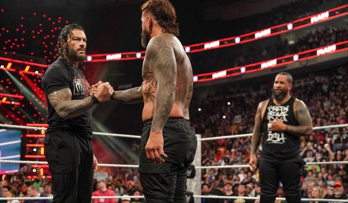 Roman Reigns returned to help his cousins. (Image via WWE.com)