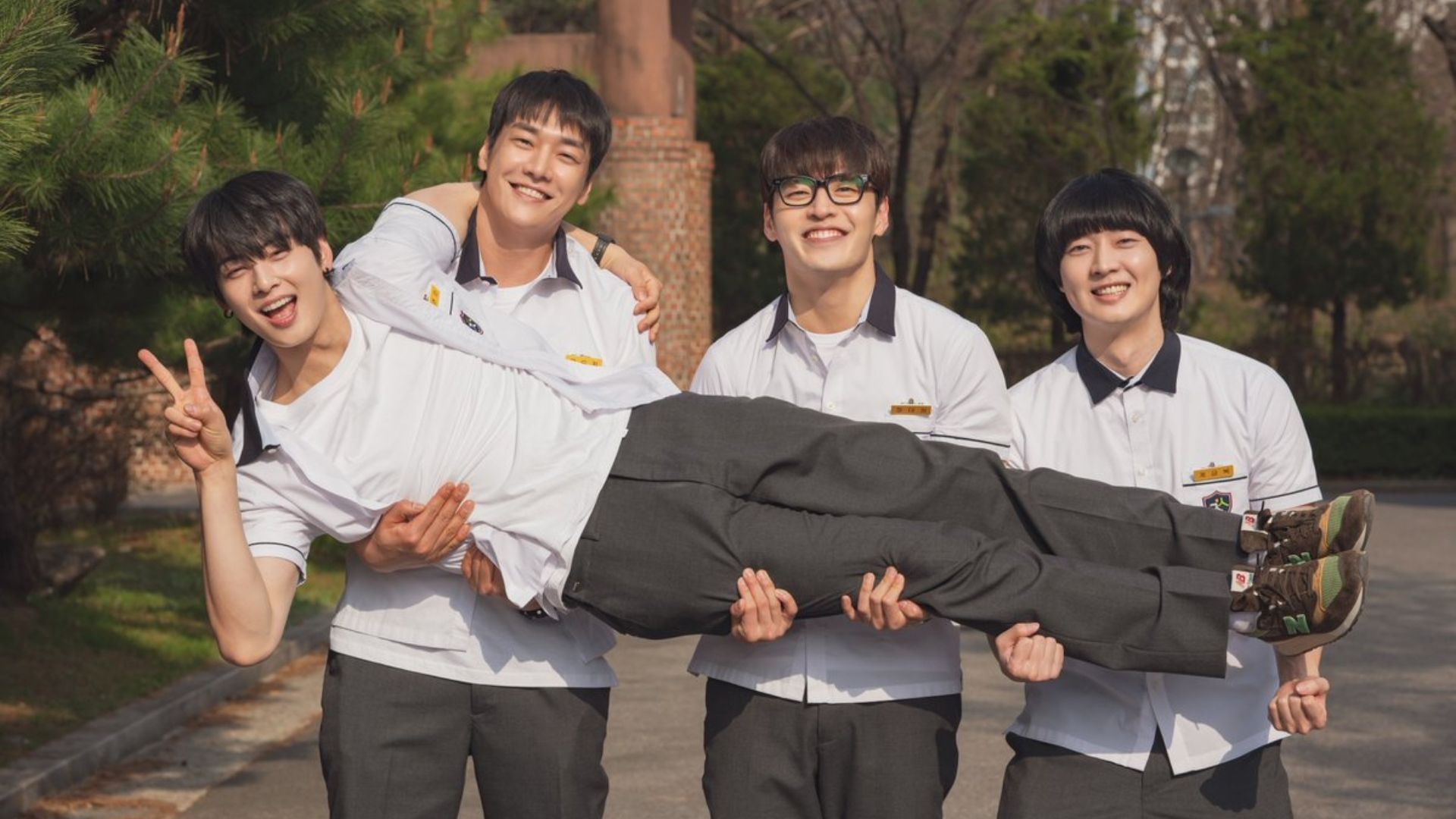Cha Eun-woo, Kang Ha-neul, Kim Young-kwang, and Kang Young-seok in The First Ride (Image via X/@showboxmovie)