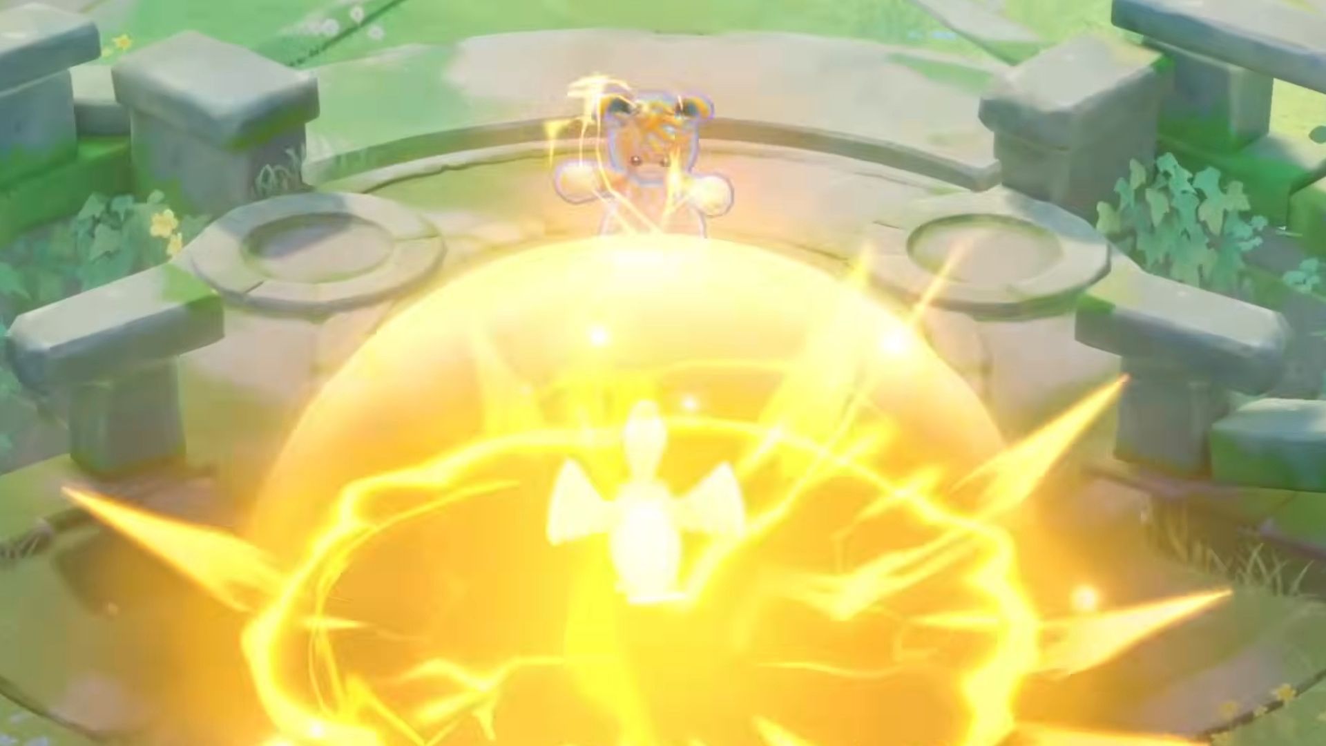 Pawmot using its Unite Move: Zip Zap Full-Charge Spark (Image via The Pokemon Company)