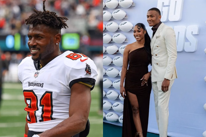 Antonio Brown has 4-word reaction to DeVonta Smith’s fiancée Mya Danielle being checked out by security guard at Eagles game