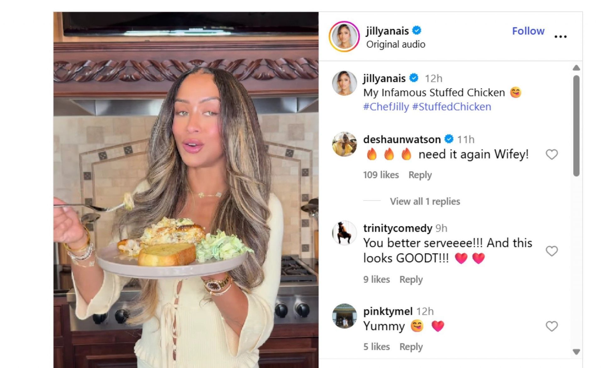 Deshaun Watson rates wife Jilly Anais&#039; cooking skills/@jillyanais