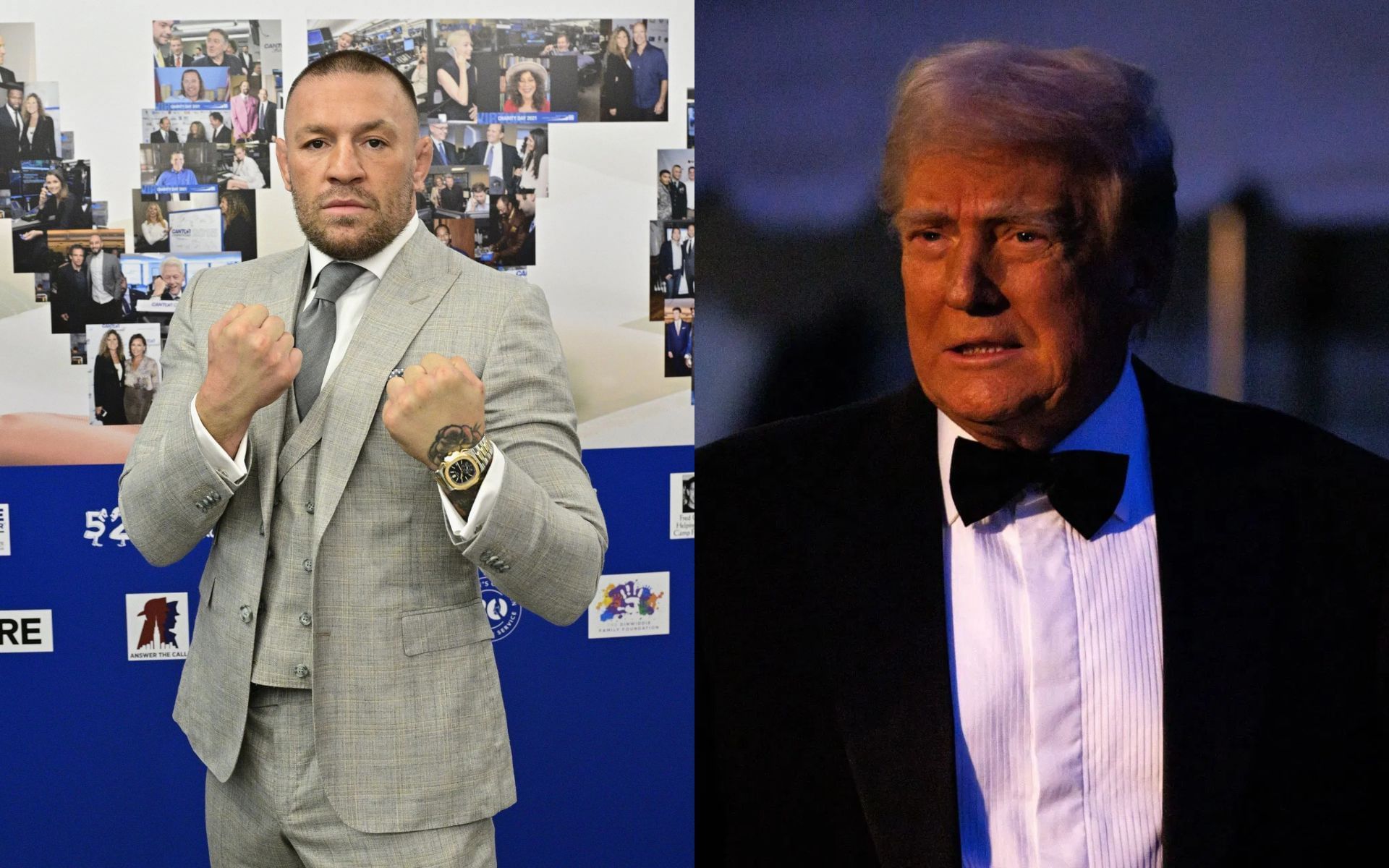 Conor McGregor (left) praises Donald Trump