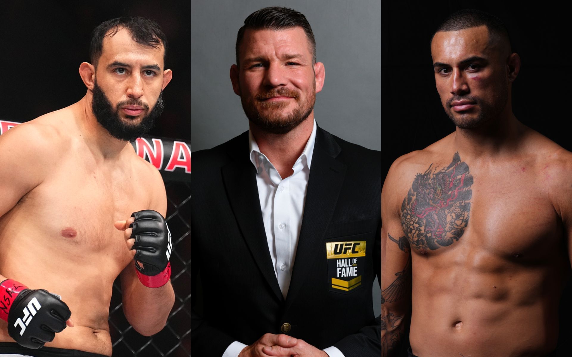 Michael Bisping (middle) prevews Carlos Ulberg (right) vs. Dominick Reyes (left). [Images courtesy: Getty Images]