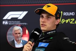 Damon Hill reacts to Oscar Piastri's explanation of the mid-race swap with Lando Norris during the F1 Italian GP
