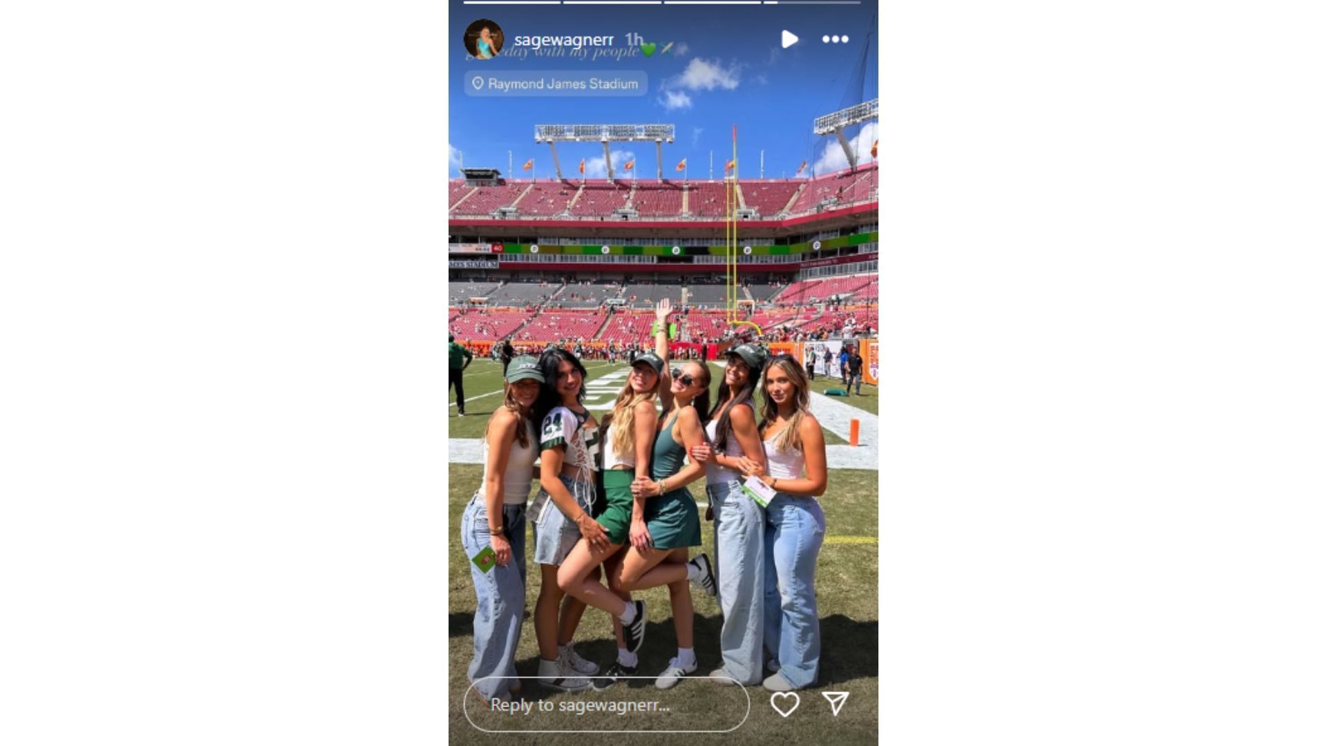 Wagner showed support for Taylor ahead of Sunday&#039;s game. (Photo via Sage Wagner&#039;s Instagram Story)