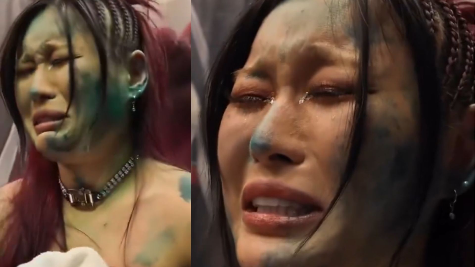 IYO SKY in tears (Images via @Iyo_SkyWWE on X)