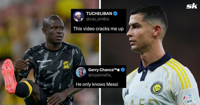 N’Golo Kante walks past Cristiano Ronaldo without acknowledging his presence, fans react to viral video