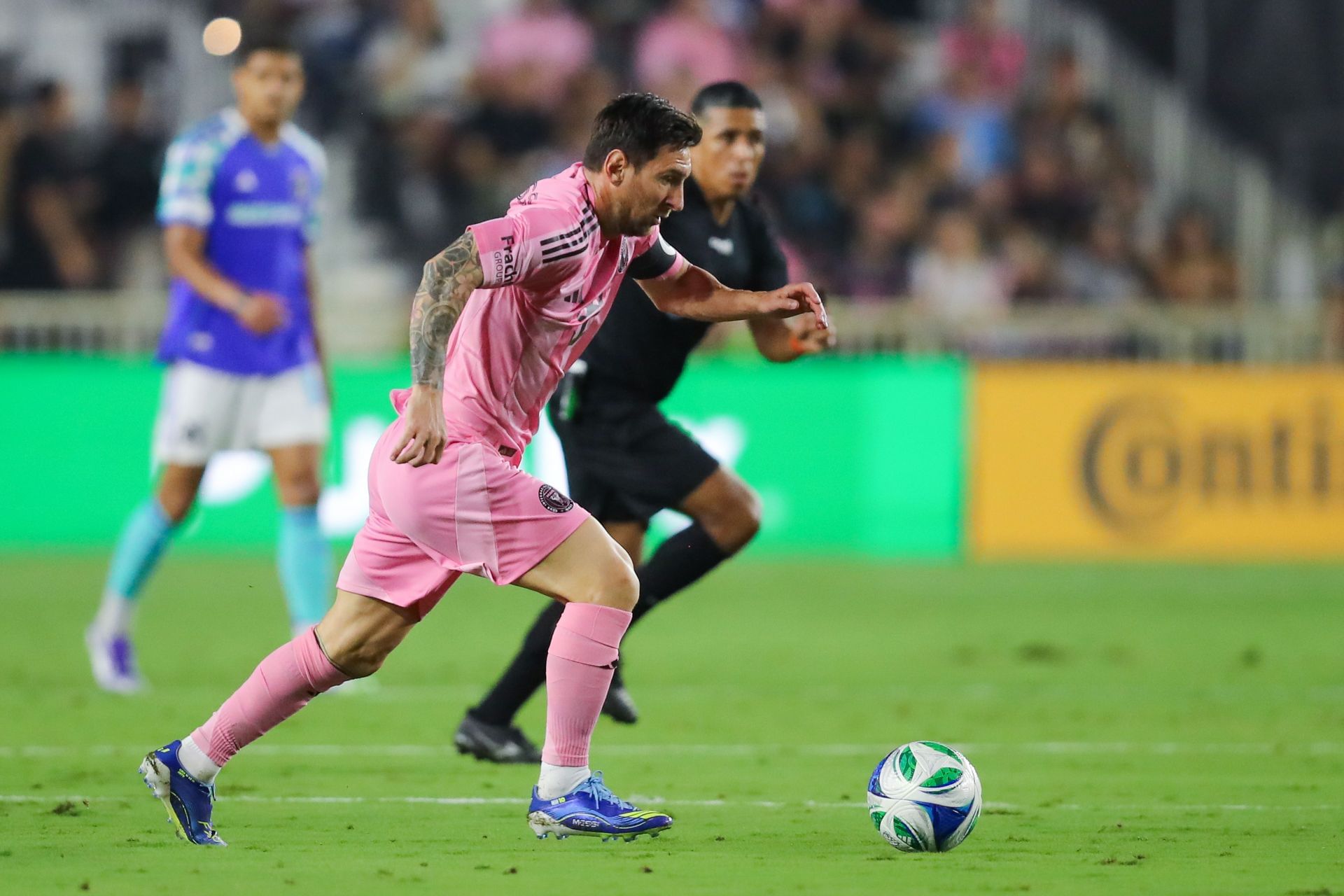 Argentina captain Lionel Messi (left)