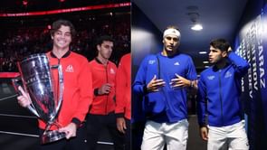 PICTURES: Carlos Alcaraz, Taylor Fritz, Alexander Zverev & others suit up to join Andre Agassi & Yannick Noah in iconic Laver Cup photoshoot