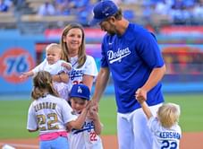 Clayton Kershaw's wife Ellen fights back tears as Dodgers legend gets standing ovation on emotional final home start