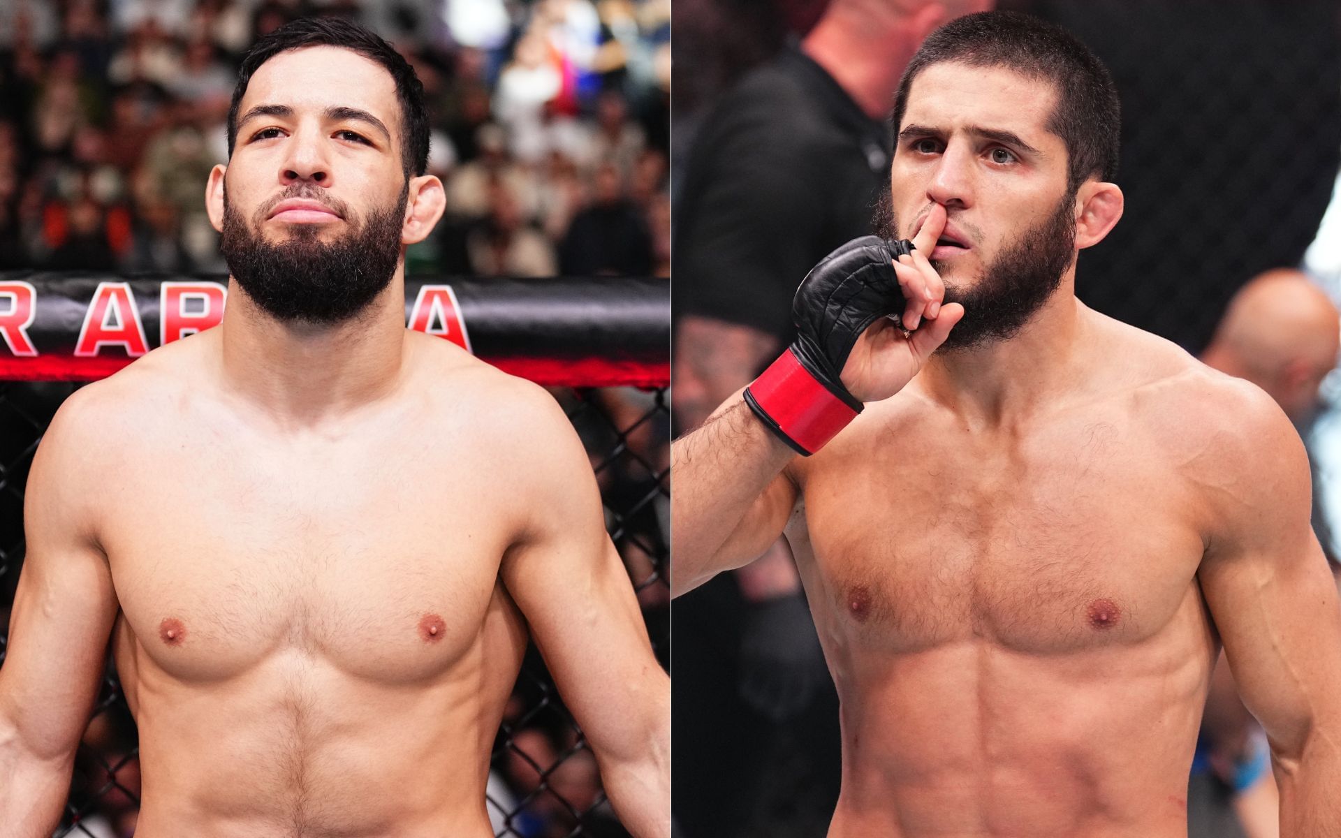 Nassourdine Imavov (left) earns Islam Makhachev