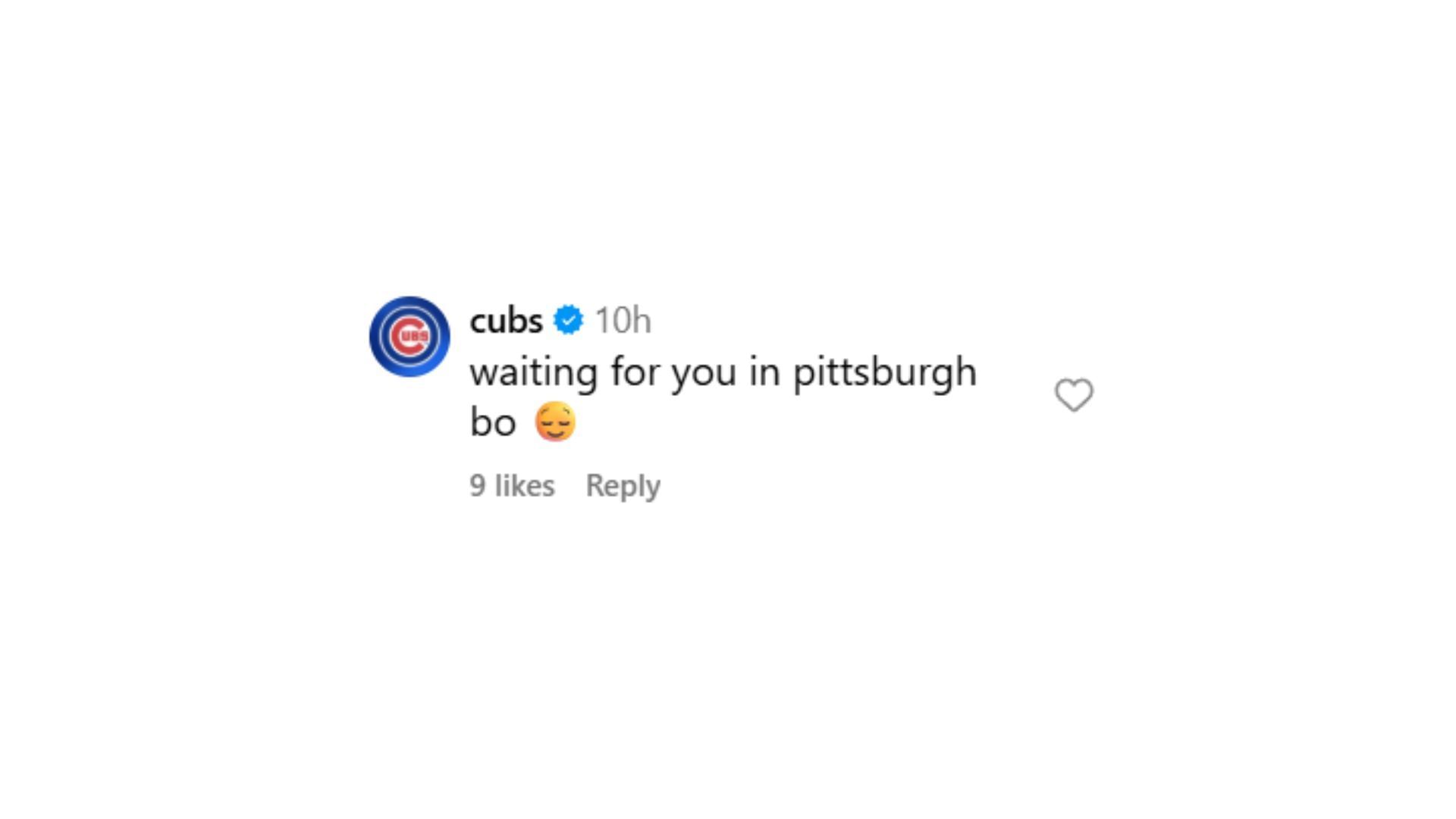 Chicago Cubs&#039; comment on Kourtney&#039;s Instagram post (Source: Instagram @court_with_a_k)